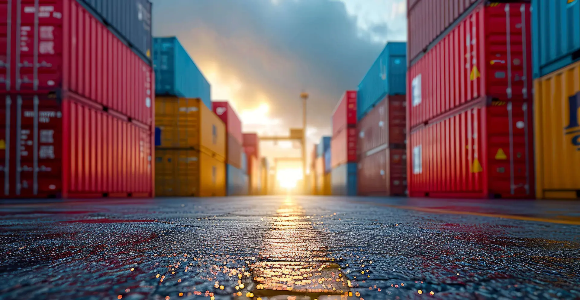 Freight yard with containers and trailers ready for invoicing